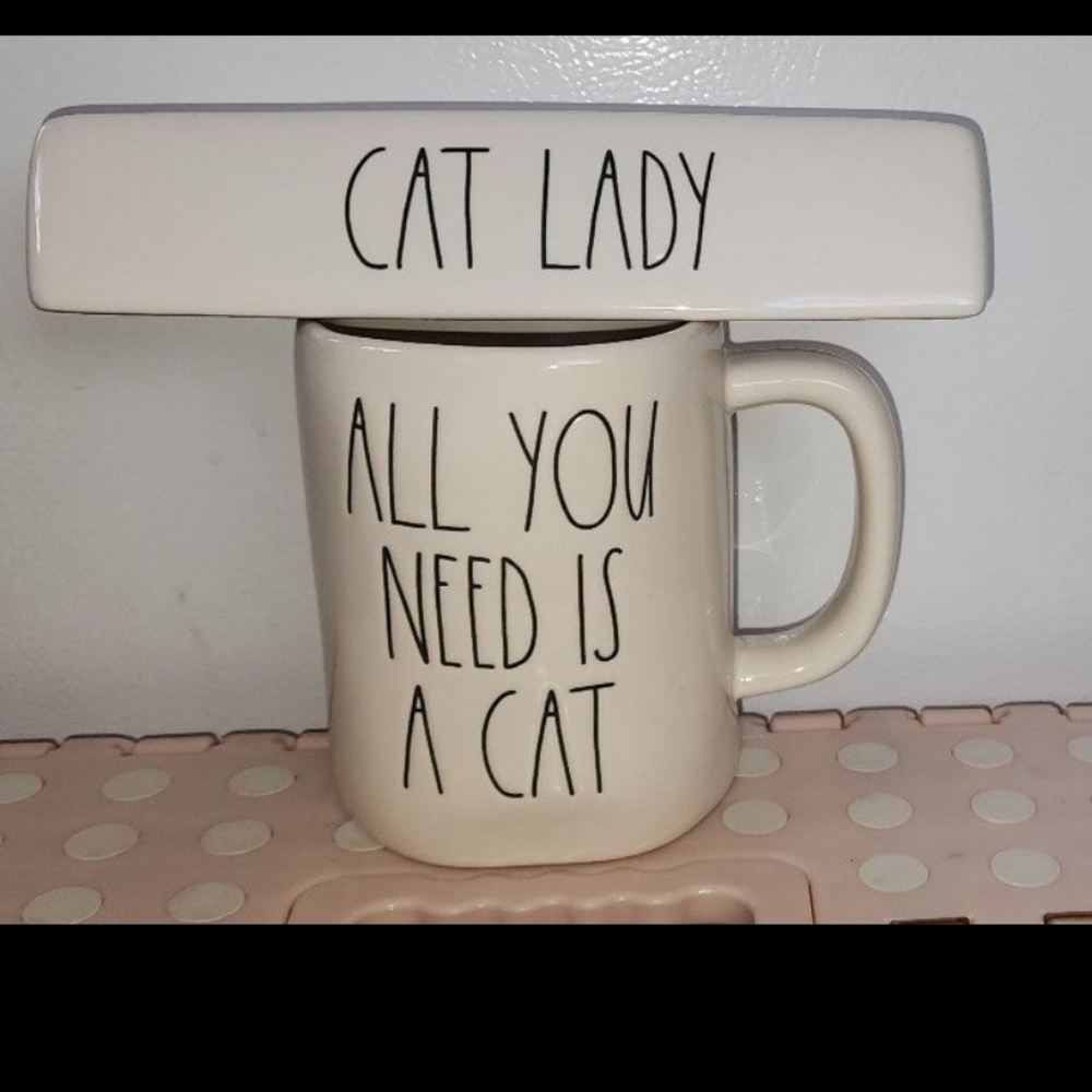 RAE DUNN CAT SIGN,CAT MUG